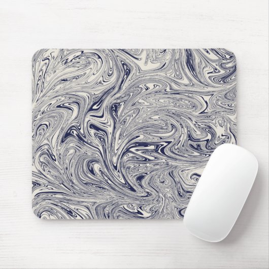 Eleganter blau-weißer Marmorwirl Mousepad (Mit Mouse)