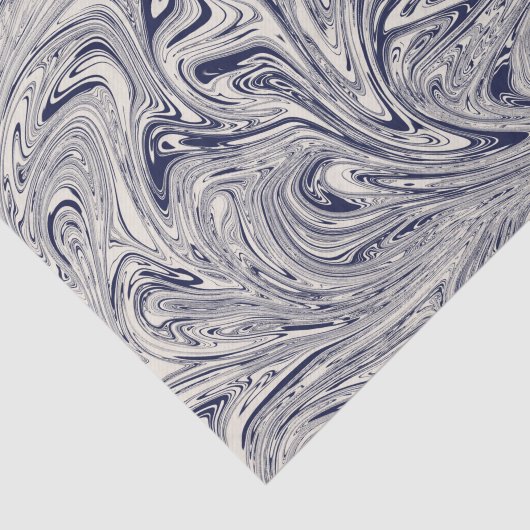 Eleganter blau-weißer Marmorwirl Seidenpapier (Ausschnitt)