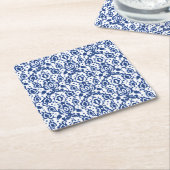 Eleganter blau-weißer marokkanischer Damast Rechteckiger Pappuntersetzer (angewinkelt)