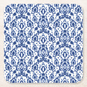 Eleganter blau-weißer marokkanischer Damast Rechteckiger Pappuntersetzer (Vorderseite)