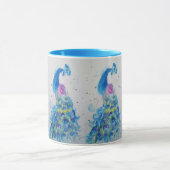 Eleganter Blaue Pfauenvogel Tasse Blau (Zentrum)