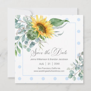 Eleganter Blaue Sonnenblume Eukalyptus Save the Da Date