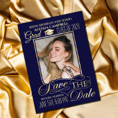 Eleganter blauer Abschluss Save the Date Einladung