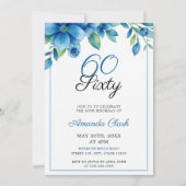 Eleganter blauer Aquarellrahmen 60. Geburtstag Einladung (Vorderseite)