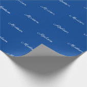 Eleganter, blauer, benutzerdefinierter Skriptname  Geschenkpapier (Ecke)