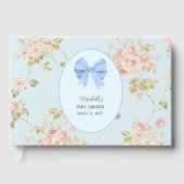 Eleganter blauer Blumen-Babyshower  Gästebuch (Vorderseite)