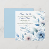 Eleganter blauer Blumen-Brautstrauß Einladung (Vorne/Hinten)