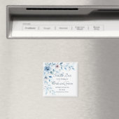 Eleganter blauer Blumen-Hochzeit-Save-the-Date-Mag Magnet (In Situ (Geschirrspüler))