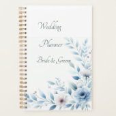 Eleganter blauer Blumen-Hochzeitsplaner Planer (Vorderseite)