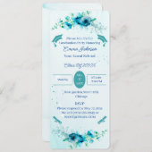 Eleganter blauer Blumen Personalisierter Abschluss Einladung (Vorne/Hinten)