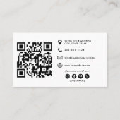 Eleganter blauer Blumen-Toile-QR-Code Visitenkarte (Rückseite)