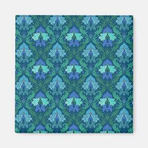 Eleganter blauer Blumendamast Magnet