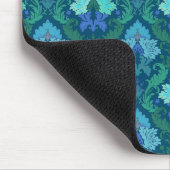Eleganter blauer Blumendamast Mousepad (Ecke)