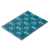 Eleganter blauer Blumendamast Notizblock (Linke Seite)