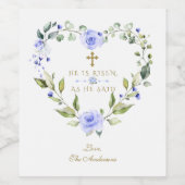 Eleganter blauer Blumenreath ist Gold Osterfeier Weinetikett (Einzelnes Label)