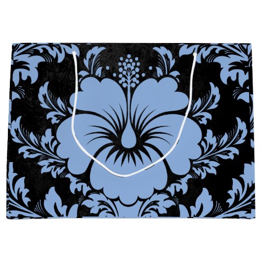 Eleganter blauer Damast Große Geschenktüte (Vorderseite)