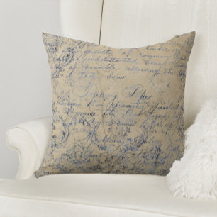 Eleganter blauer Damast Kissen