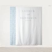 Eleganter blauer Damast Wandteppich (Vorderseite)