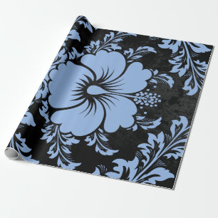 Eleganter blauer Damast-Weihnachten elegant Geschenkpapier