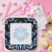 Eleganter blauer Damast Weihnachtskundenpapier Tel Pappteller (Party)