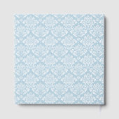 Eleganter blauer Damastkonfetti Gästebuch (Rückseite)