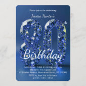 Eleganter blauer Diamant-Edelstein Glam 80. Geburt Einladung (Vorderseite)