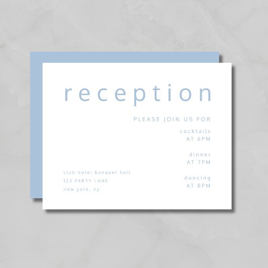 Eleganter blauer Eleganter Hochzeitstag Empfang Begleitkarte