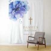 Eleganter blauer Flora-Taufen Hintergrund Wandteppich (Beispiel)