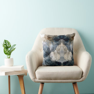 Eleganter blauer floraler Aquarell-Abstrakt-Wurf  Kissen