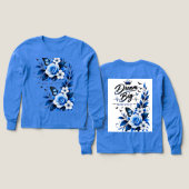 Eleganter blauer floraler Wasserfarb-Pullover - Co (Design Vorder- & Rückseite)