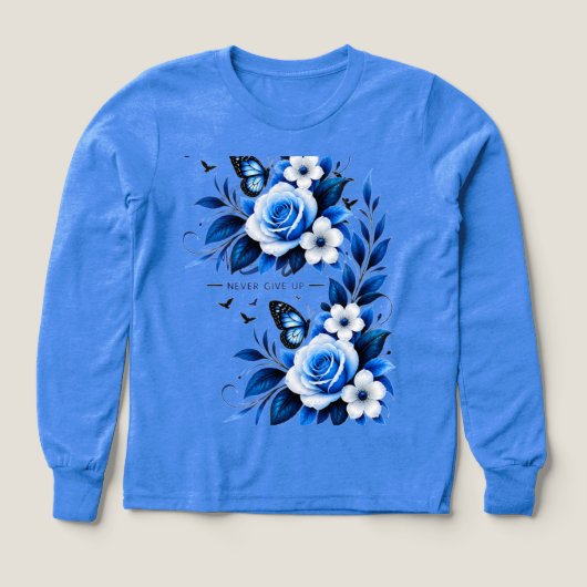 Eleganter blauer floraler Wasserfarb-Pullover - Co (Design Vorderseite)