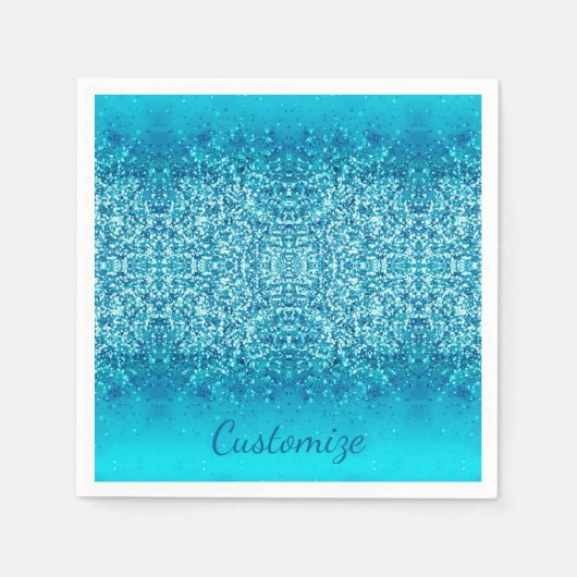 Eleganter Blauer Frost Sparkle Napkins 2 Serviette (Vorderseite)