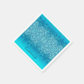 Eleganter Blauer Frost Sparkle Napkins 2 Serviette (Ecke)