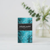 Eleganter blauer Glitzer Metallic Sequence 2 Visitenkarte (Stehend Vorderseite)