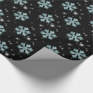 Eleganter Blauer Glitzer Snowflake Geschenkpapier
