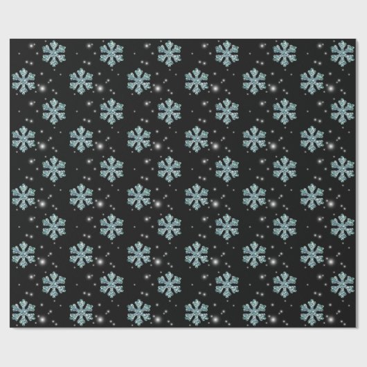 Eleganter Blauer Glitzer Snowflake Geschenkpapier (Flach)