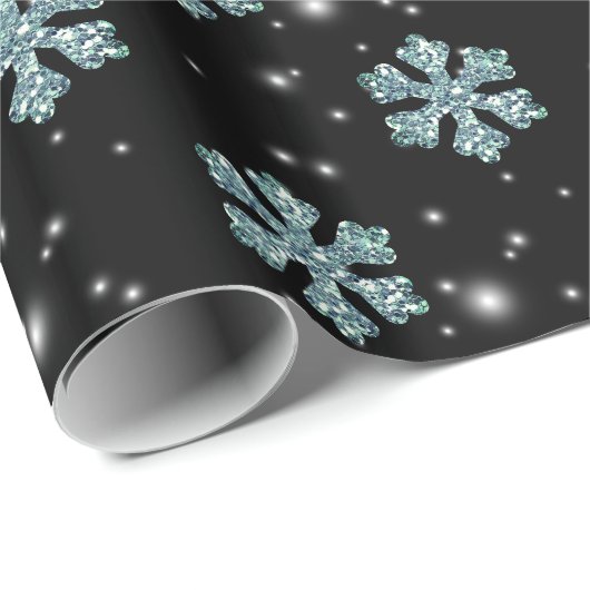 Eleganter Blauer Glitzer Snowflake Geschenkpapier (Rolleneckpunkt)