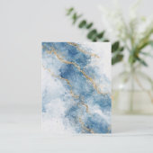 Eleganter blauer Gold-Glitter-Abstrakt-Flow Postkarte (Stehend Vorderseite)