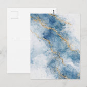 Eleganter blauer Gold-Glitter-Abstrakt-Flow Postkarte (Vorne/Hinten)