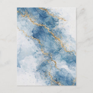 Eleganter blauer Gold-Glitter-Abstrakt-Flow Postkarte