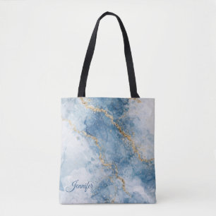 Eleganter blauer Gold-Glitter-Abstrakt-Flow        Tasche