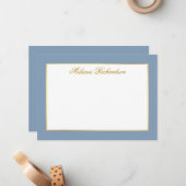 Eleganter blauer Goldrahmen - Größe auswählen - Mitteilungskarte (Vorderseite/Rückseite Beispiel)