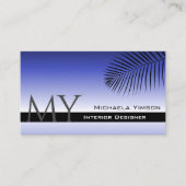Eleganter Blauer Gradient und Palmblätterblatt mit Visitenkarte (Vorderseite)
