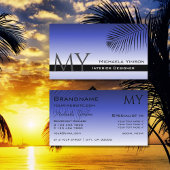 Eleganter Blauer Gradient und Palmblätterblatt mit Visitenkarte