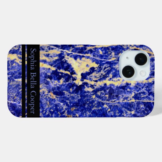 Eleganter blauer Granitblauer Marmorstein Case-Mate iPhone Hülle (Rückseite (Horizontal))