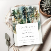 Eleganter Blauer Grüner Wald Save The Date