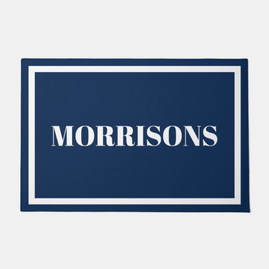 Eleganter, blauer individuelle Name Fußmatte (Vorderseite)