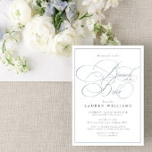 Eleganter, blauer Kalligraphie-Brunch mit Bride Einladung