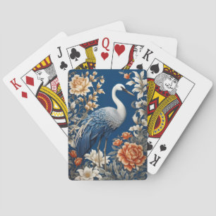 Eleganter blauer Kranich, inspiriert von William M Spielkarten