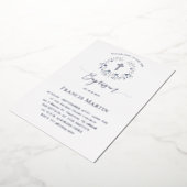 eleganter blauer Kranz Taufe Silber Folieneinladung (Gedreht)